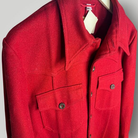Vintage CPO Shirt Gleneagles Great Western 100% Wool Made in USA Red Medium Lg - Picture 3 of 6